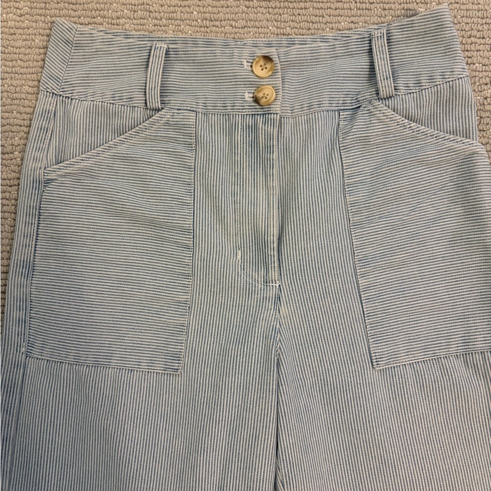Self Contrast High Rise Wide-Leg Striped Jeans Pants size Small - Picture 2 of 5